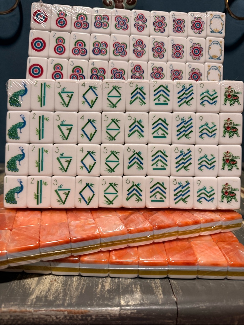 Terracotta Marble American Mahjong tile set